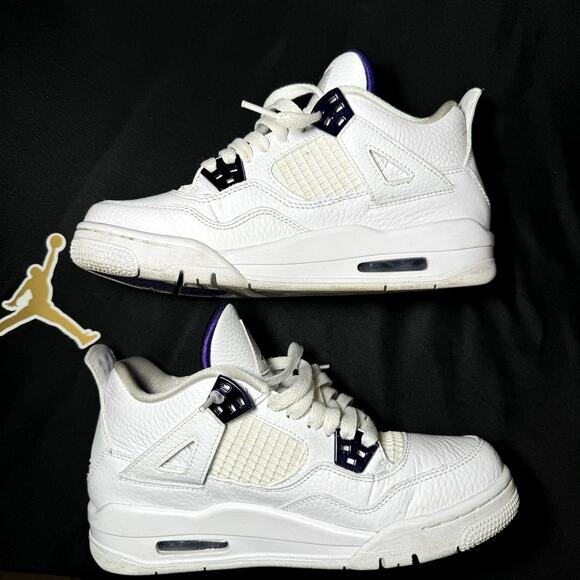 Size 6 - Nike Air Jordan 4 Retro GS Purple Metallic Men's Shoes - Picture 3 of 8